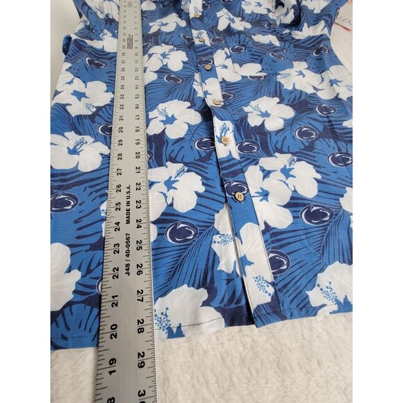 Shinesty Mens Woven Hawaiian Shirt Large Blue Tropical Floral Button-Up New $65 - Picture 8 of 8